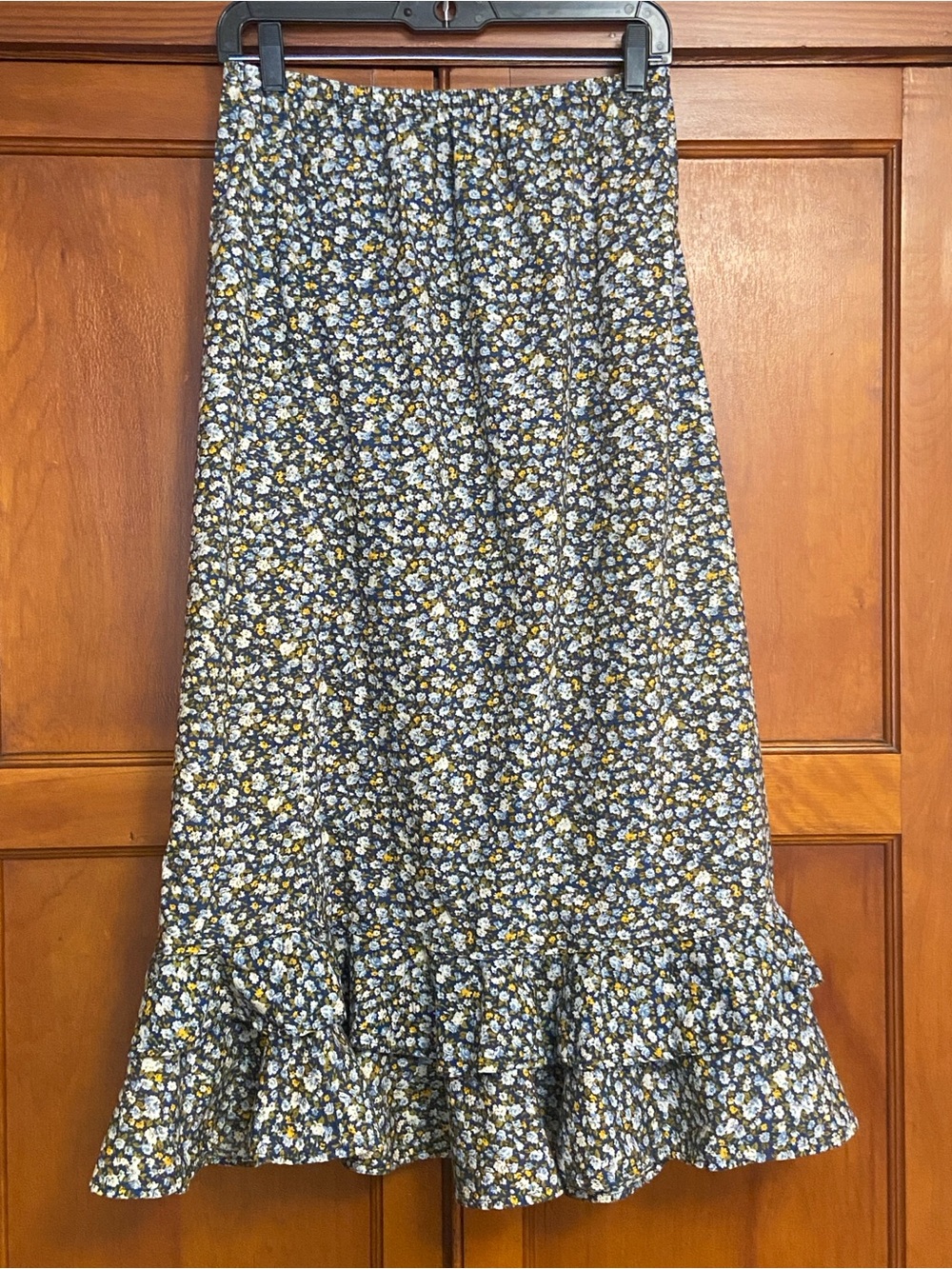 Orvis Women’s Size L Ditsy Floral Cotton Midi Skirt Tiered Ruffle Cottagecore